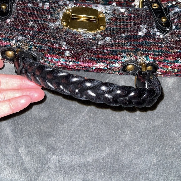 Preloved Miu Miu multicolor Paillette sequins turn lock top handle bag great con - Picture 11 of 14